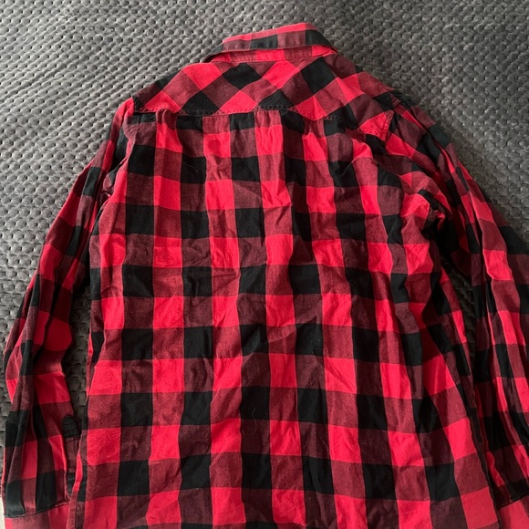 Red and Black Plaid Casual Button Down Shirt - Picture 2 of 3